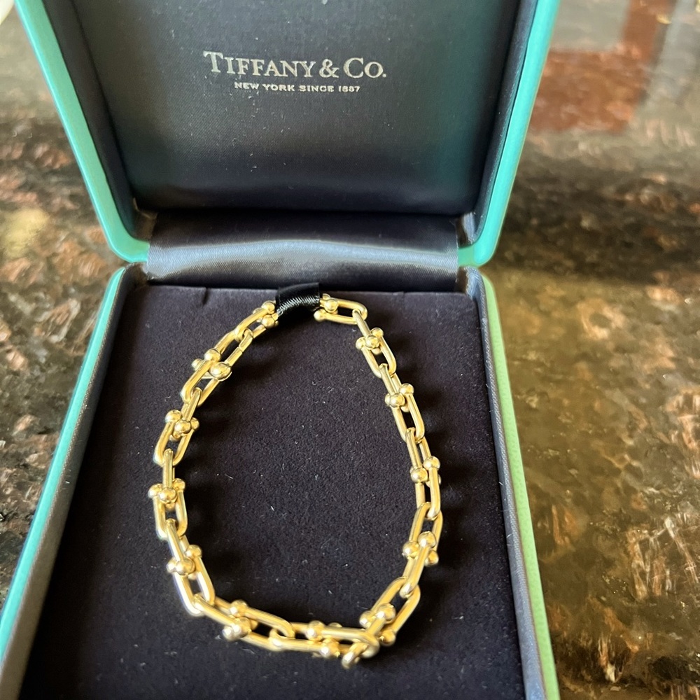 Perfect condition Tiffany and Co. 18k yellow gold Hardware Link bracelet